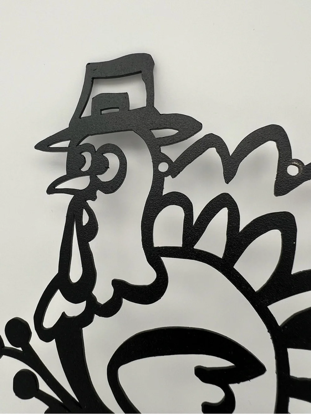 Redline Steel Laser Cut Metal Black Metal Turkey on Pumpkin Silhouette Décor
